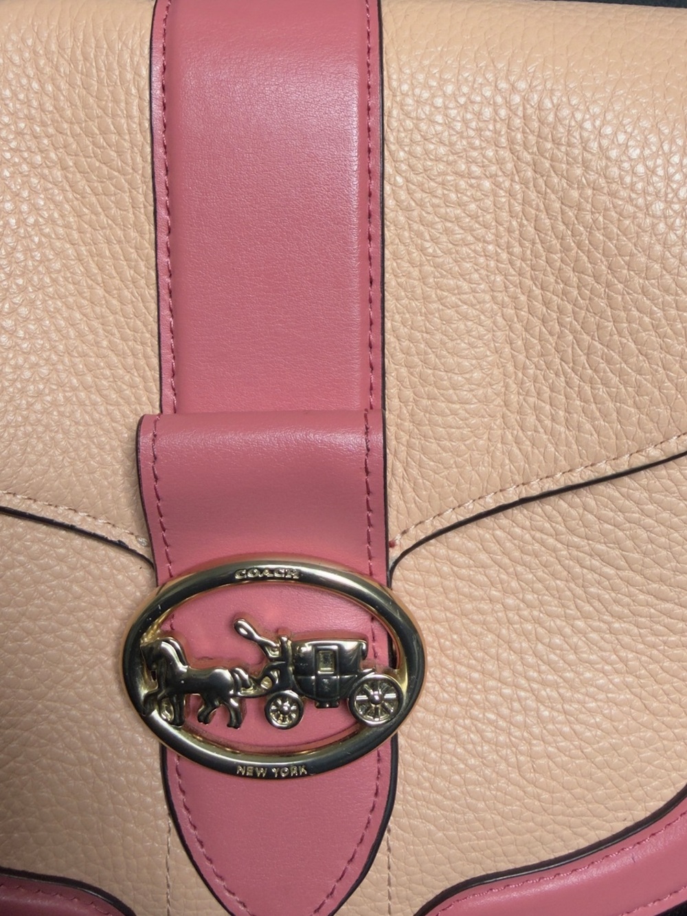 Authentic Coach Georgie Saddle Bag In Colorblock Faded Blush Taffy -model C8296 - Picture 4 of 16